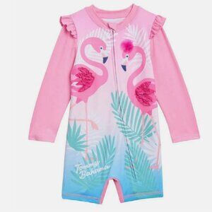 Tommy Bahama Infant Swimsuit w/Hat Pink Flamingo Size: 18-24 Months